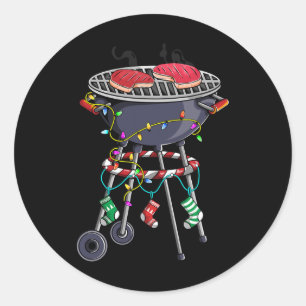 Kerstgrillontwerp voor thematische kerst ronde sticker