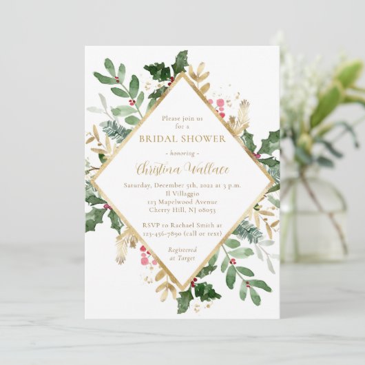 kerstgrilly Bridal Shower-uitnodigingen Kaart (Staand voorkant)