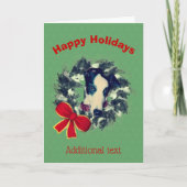 kerstgrindhond Wreath Bow Holiday Kaart (Voorkant)