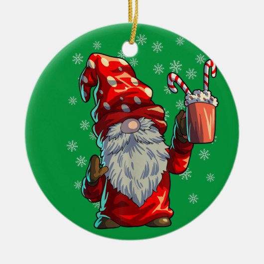 kerstgrint Shirt Mannen Vrouwen buffels rood Keramisch Ornament (Voorkant)