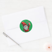kerstgrint Shirt Mannen Vrouwen buffels rood Ronde Sticker (Envelop)