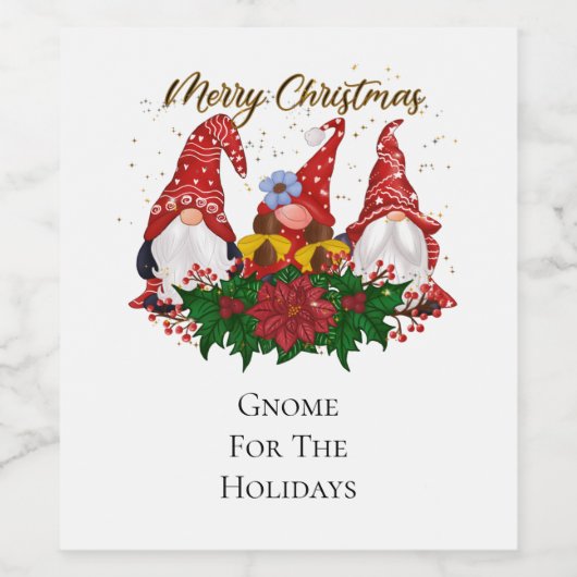 kerstgrint voor de Feestdagen Trendy Wijn Etiket (Enkel label)