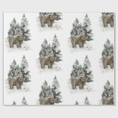 Kerstgrizzly Beer Woodland Snow Gift Cadeaupapier (Vlak)