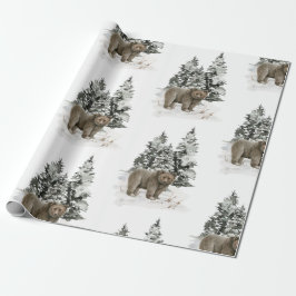 Kerstgrizzly Beer Woodland Snow Gift Cadeaupapier