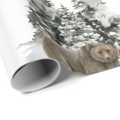 Kerstgrizzly Beer Woodland Snow Gift Cadeaupapier (Rol Hoek)