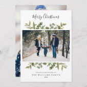 Kerstgroen 2 Foto Modern Chic Feestdagenkaart (Voorkant / Achterkant)
