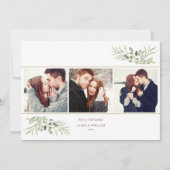 Kerstgroen 3 Foto Collage Feestdagenkaart (Voorkant)