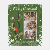 Kerstgroen 3 Foto Collage Joy Fleece Blanket (Voorkant)