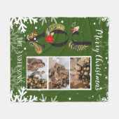 Kerstgroen 3 Foto Collage Joy Fleece Blanket (Voorkant (Horizontaal))