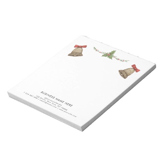 Kerstgroen Bellen Aangepaste Professionele Tekst  Notitieblok (Linkerzijde)