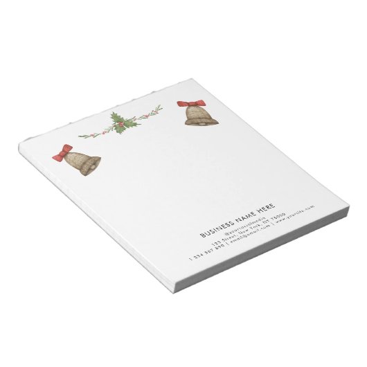 Kerstgroen Bells Aangepaste professionele tekst Notitieblok (Schuin)