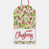 Kerstgroen Bessen Feestelijke Favoriet Cadeaulabel (Voorkant)