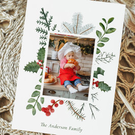 Kerstgroen & Bessen Foto Kerstkaart Feestdagenkaart