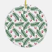 Kerstgroen Bessen INITIËLE Moderne Feestdagen Keramisch Ornament (Achterkant)