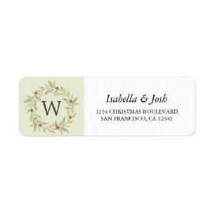 Kerstgroen Bessen Monogram Retouradres Etiket