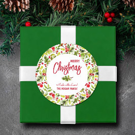 Kerstgroen Bessen Thuisgemaakte Eten Vakantie Ronde Sticker