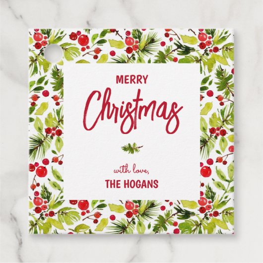 Kerstgroen Bessen Vakantie Bedankjes Labels (Voorkant)