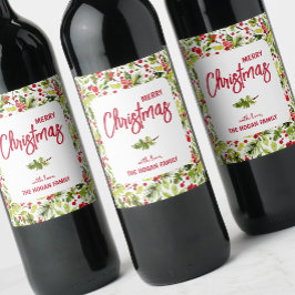 Kerstgroen Bessen Vakantie Wijn Etiket