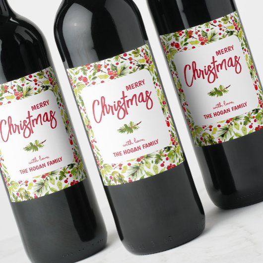 Kerstgroen Bessen Vakantie Wijn Etiket