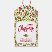 Kerstgroen Bessen Vakantiefavoriet Cadeaulabel (Voorkant)