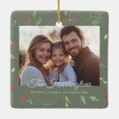 Kerstgroen blad Foto Keramisch Ornament (Achterkant)
