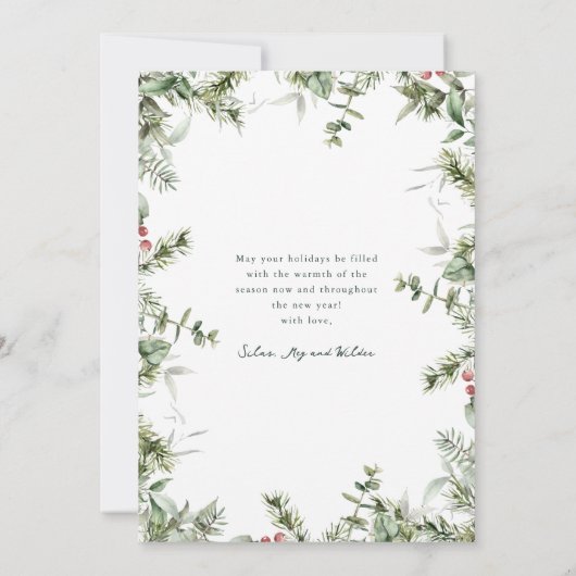 Kerstgroen Bladgoud Glitter Foto Feestdagenkaart (Achterkant)