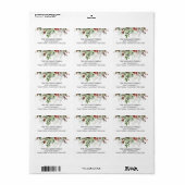 Kerstgroen Bloemen retouradres Etiket (Full Sheet)