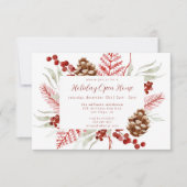 Kerstgroen Bloemen Vakantie Open Huis Kaart (Voorkant)