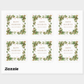 Kerstgroen Border Monogram Vierkante Sticker (Vel)
