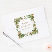 Kerstgroen Border Monogram Vierkante Sticker (Envelop)