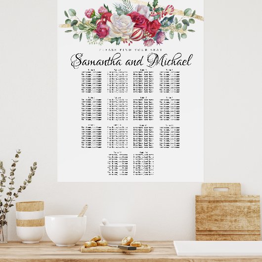 kerstgroen bruiloft 14-tafelzitjes poster (Keuken)