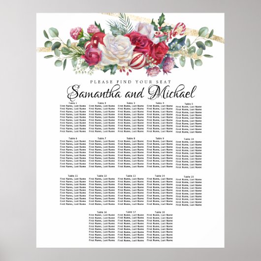 kerstgroen bruiloft 18-tafelzitjes poster (Voorkant)