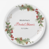 Kerstgroen Bruiloft Brunch Papieren Bordje (Voorkant)