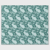 Kerstgroen Bunny Rabbit Bird Woodland Patroon Cadeaupapier (Vlak)