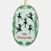 Kerstgroen Danser Ballet Foto Ornament (Links)