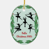 Kerstgroen Danser Ballet Foto Ornament (Voorkant)