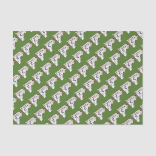 kerstgroen deeg Thoroughbred Horse Pattern Tissuepapier (Voorkant)