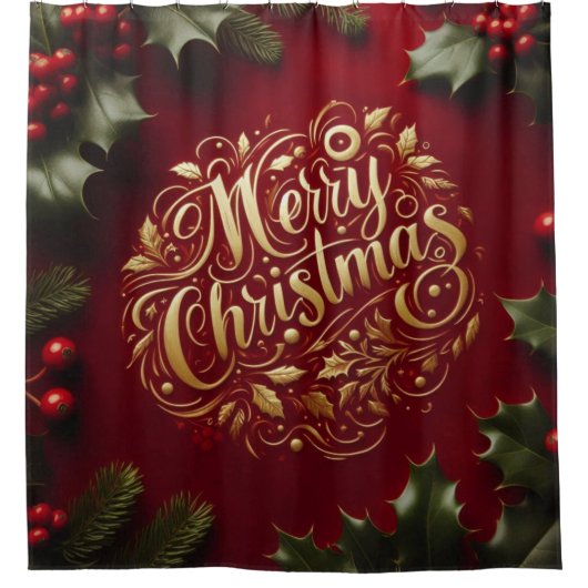 Kerstgroen Douchegordijn (Voorkant)