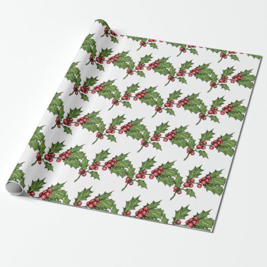 kerstgroen draaiboek voor mistletoe-patroonpatrone cadeaupapier (Uitgerold)