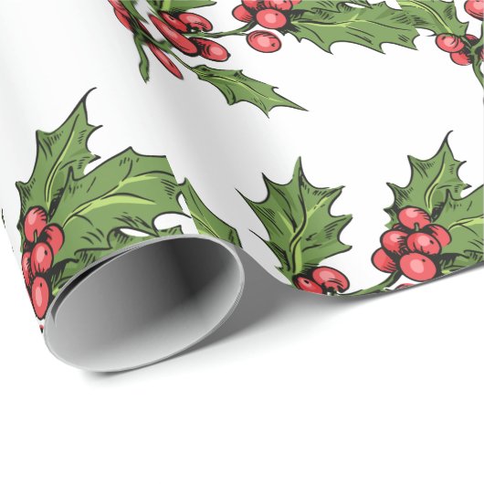 kerstgroen draaiboek voor mistletoe-patroonpatrone cadeaupapier (Rol Hoek)