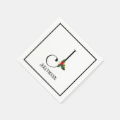 kerstgroen Elegant Monogram Letter J Paper Servet (Hoek)