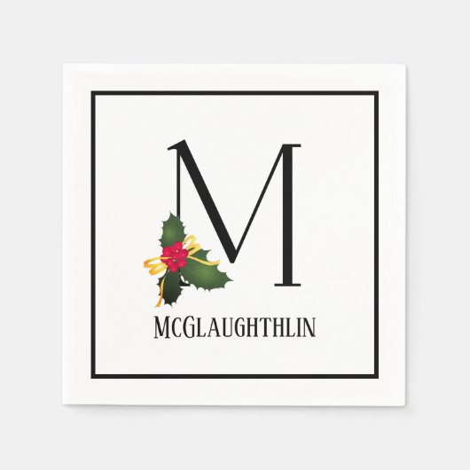 kerstgroen elegant monogram Letter M Paper Servet (Voorkant)