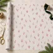 Kerstgroen Elegant Rode Bladschik Kerstmis Cadeaupapier