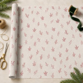 Kerstgroen Elegant Rode Bladschik Kerstmis Cadeaupapier