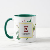 Kerstgroen Elegant rood monogram groen Mok (Links)