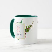 Kerstgroen Elegant rood monogram groen Mok (Voorkant links)