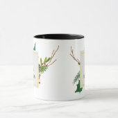Kerstgroen Elegant Rood Monogram Zwart Mok (Midden)