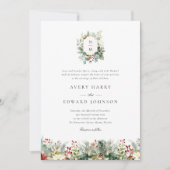 Kerstgroen Elegante Waterverf bruiloft Kaart (Voorkant)