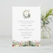 Kerstgroen Elegante Waterverf bruiloft Kaart (Staand voorkant)