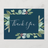 Kerstgroen en Berry Navy Dank u Briefkaart (Voorkant)